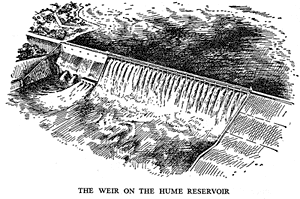The weir on the Hume Reservoir
