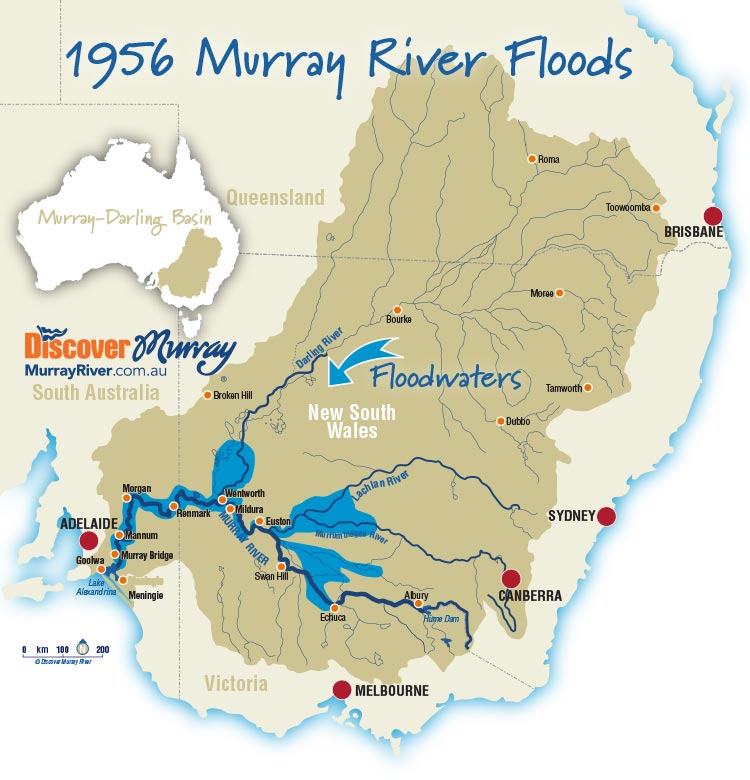 1956 Murray River floods map