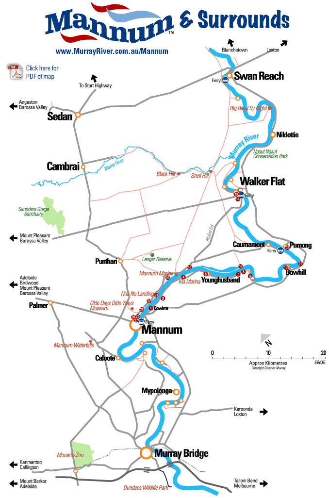 Mannum and Surrounds Scenic River Drive map