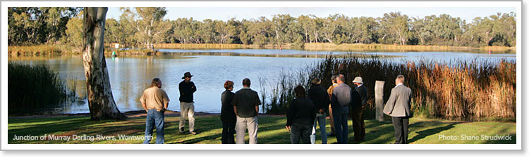 National Landscapes committee discuss Australia's great Murray-Darling River's junction, Wentworth