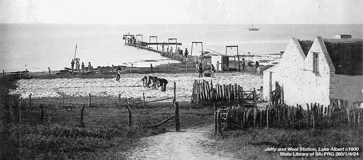 Jetty and Wool Station, Lake Albert c1900