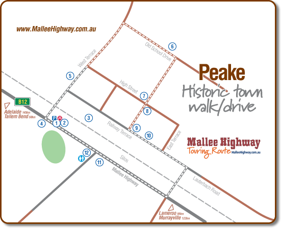 Peake Historic Town Drive/Walk map